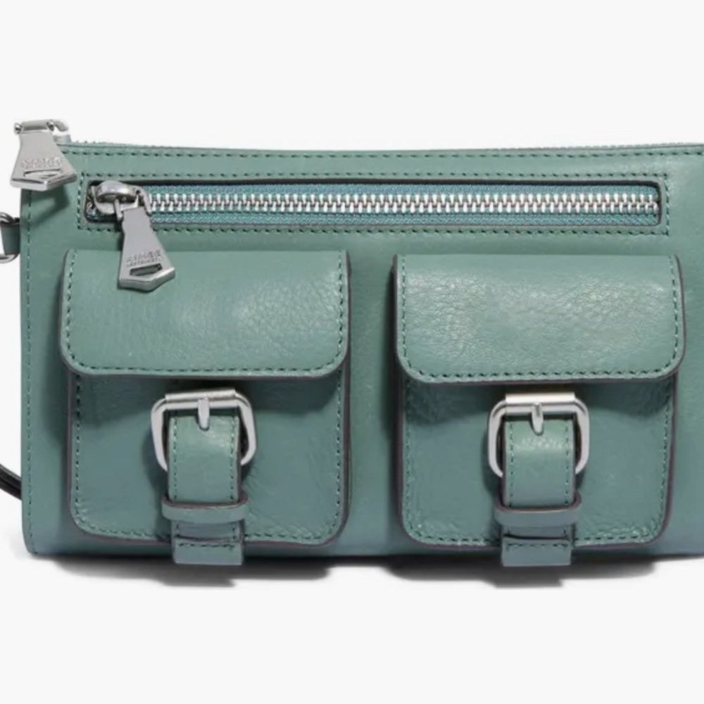 Aimee Kestenberg Saddle Up Leather Wristlet Moss Green
